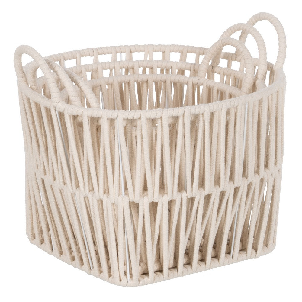 S/3 CESTOS BLANCO ALGODÓN DECORACIÓN 38 X 38 X 32 CM