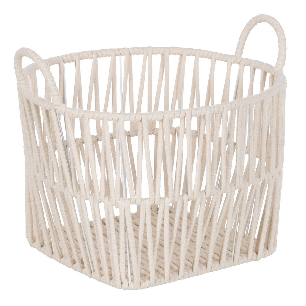 S/3 CESTOS BLANCO ALGODÓN DECORACIÓN 38 X 38 X 32 CM