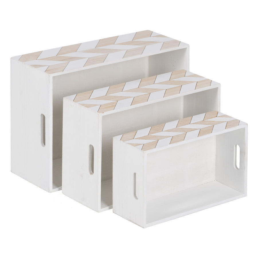 S/3 CAJAS BLANCO-NATURAL MADERA PAULONIA 44 X 31 X 18 CM