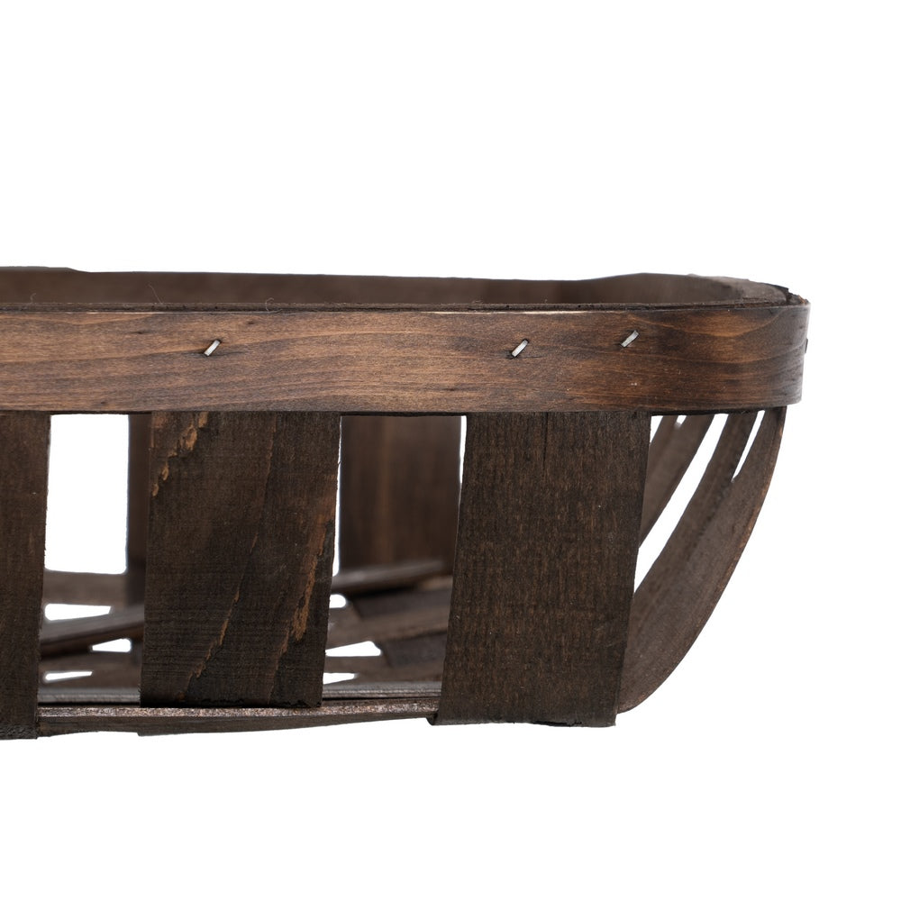 SET OF 3 BROWN WOOD DECORATIVE BASKETS 52 X 52 X 11.50 CM