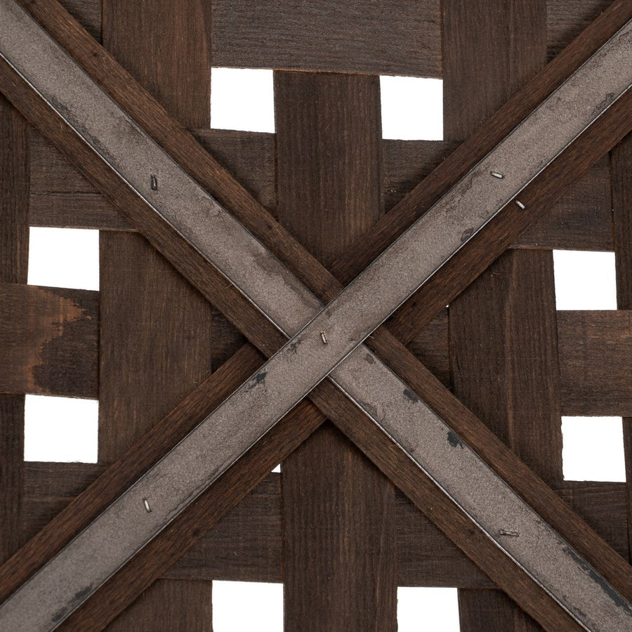 S/3 CESTAS MARRÓN MADERA DECORACIÓN 52 X 52 X 11,50 CM