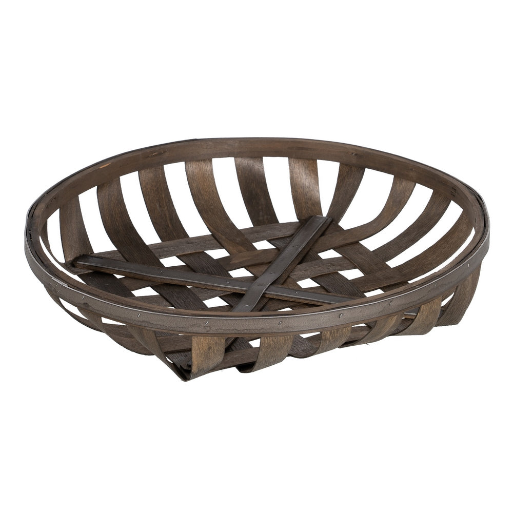 SET OF 3 BROWN WOOD DECORATIVE BASKETS 51 X 51 X 9 CM