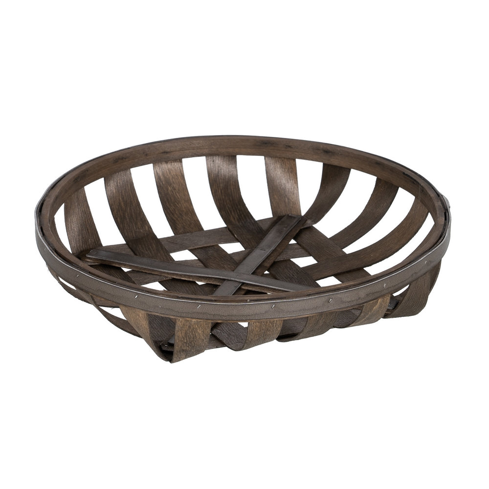 SET OF 3 BROWN WOOD DECORATIVE BASKETS 51 X 51 X 9 CM