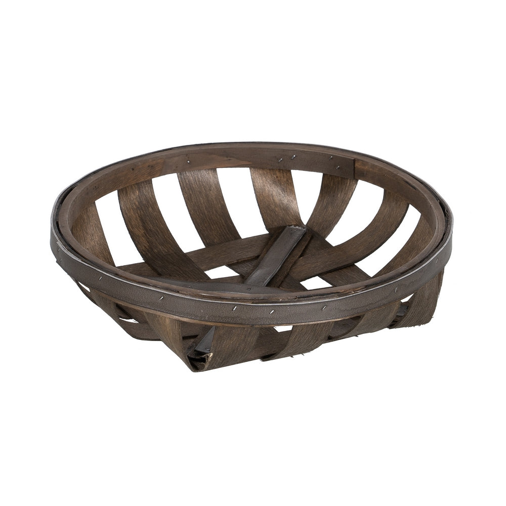 SET OF 3 BROWN WOOD DECORATIVE BASKETS 51 X 51 X 9 CM