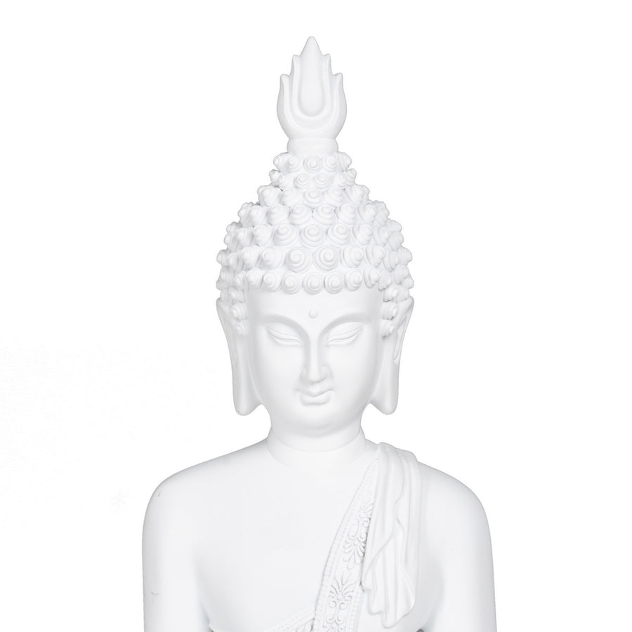 WHITE BUDDHA FIGURE POLYRESIN DECORATION 19.20 X 12 X 32.50