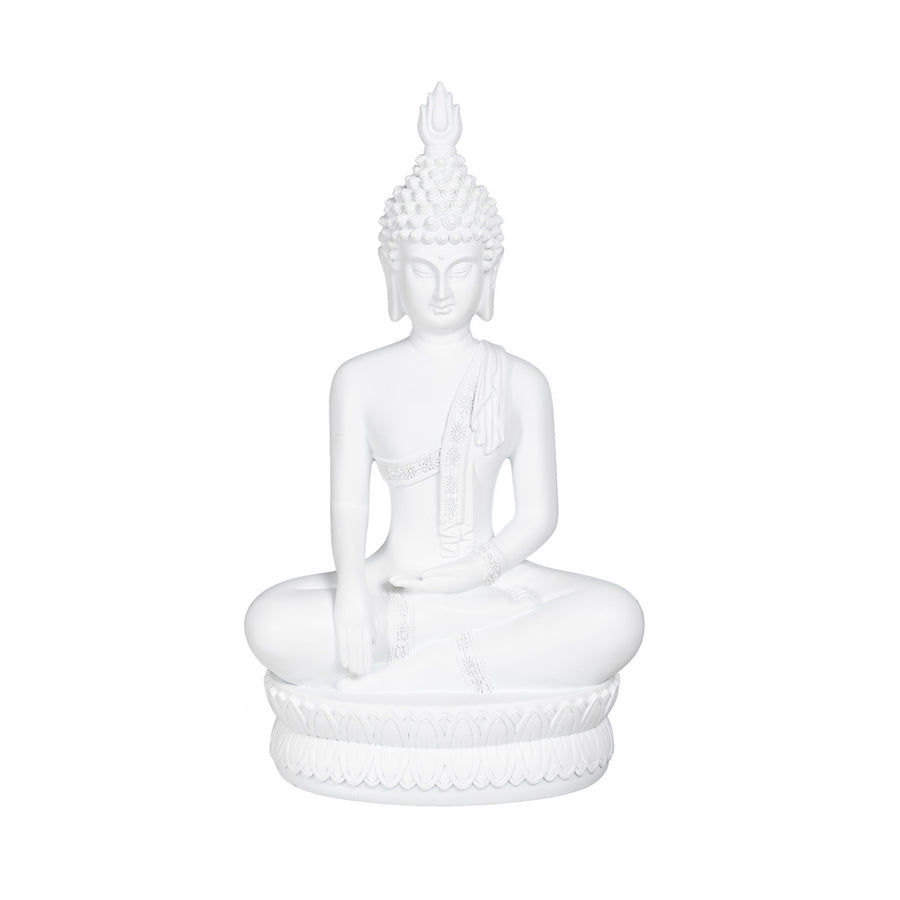 WHITE BUDDHA FIGURE POLYRESIN DECORATION 19.20 X 12 X 32.50
