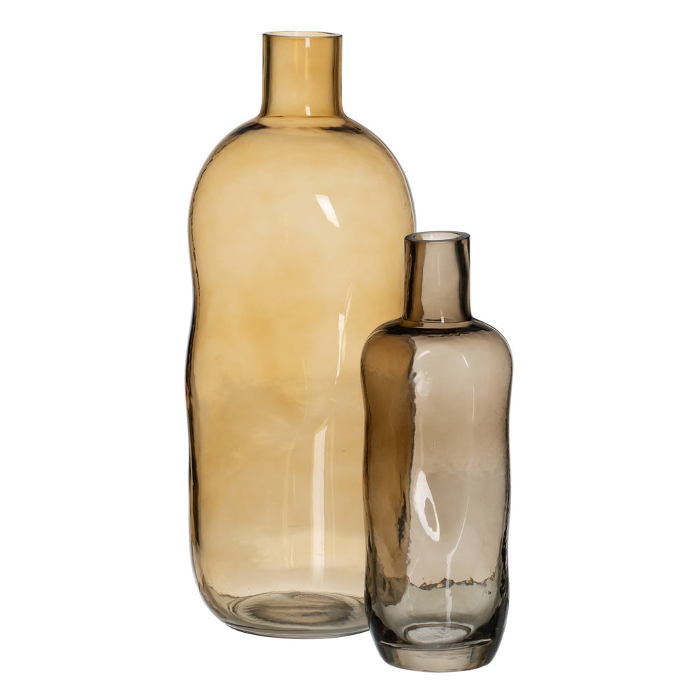 BROWN GLASS DECORATIVE BOTTLE 8.50 X 8.50 X 23.50 CM