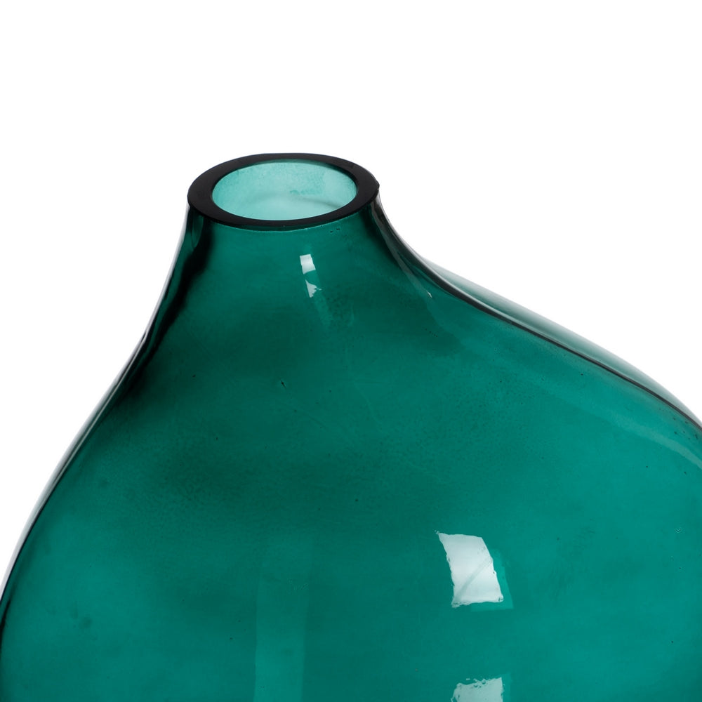 JARRÓN VERDE CRISTAL DECORACIÓN 12,50 X 8,50 X 24 CM