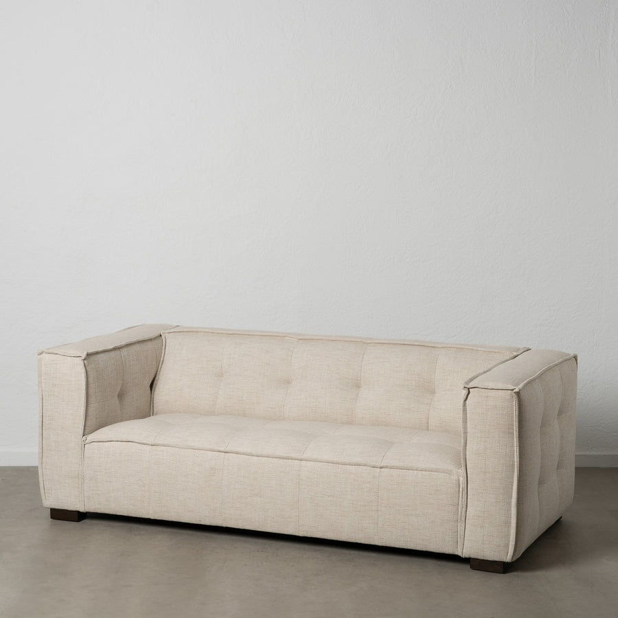 SOFÁ 3 PLAZAS BEIGE TEJIDO SIBARIS 218 X 102 X 77 CM