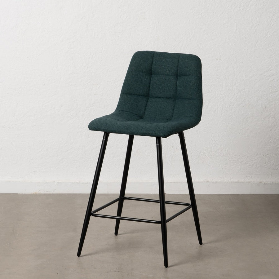 TABURETE VERDE TEJIDO-METAL SALÓN 45 X 55 X 92 CM