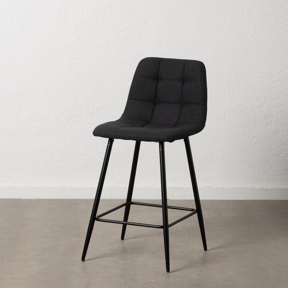 TABURETE NEGRO TEJIDO-METAL SALÓN 45 X 55 X 92 CM