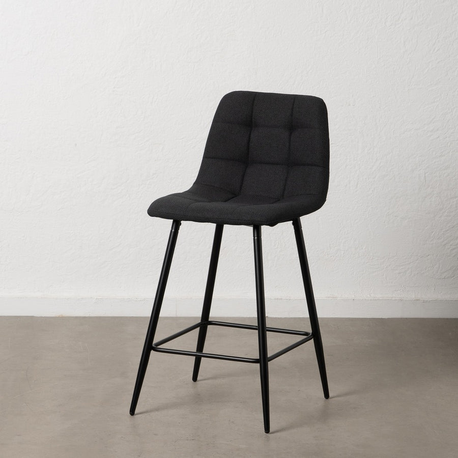 TABURETE NEGRO TEJIDO-METAL SALÓN 45 X 55 X 92 CM