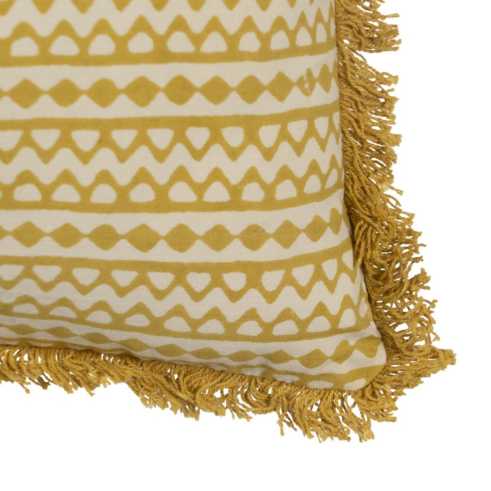 BEIGE-MUSTARD CUSHION 100% COTTON 60 X 40 CM