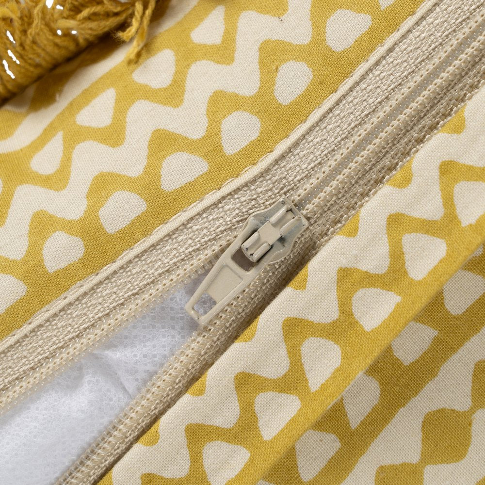 BEIGE-MUSTARD CUSHION 100% COTTON 60 X 40 CM