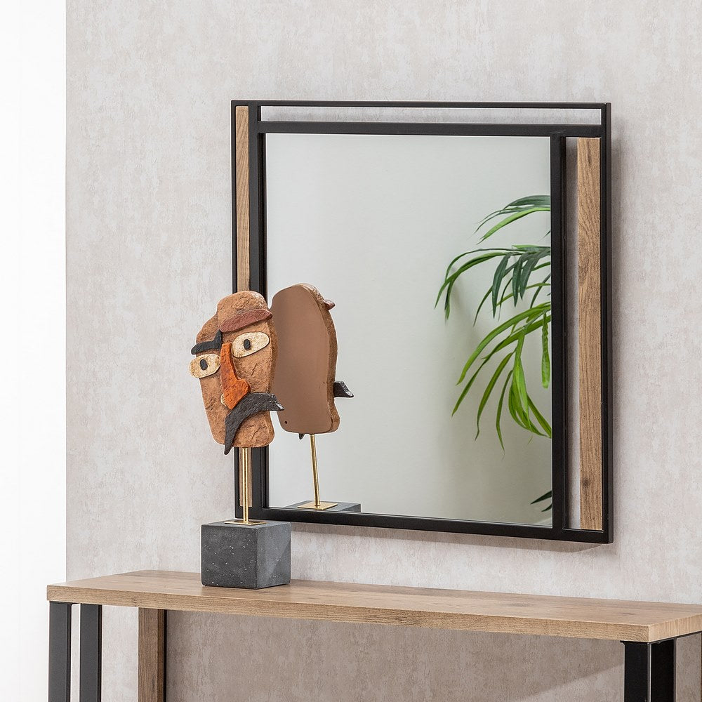 ESPEJO NATURAL-NEGRO DM-METAL 70 X 2 X 70 CM
