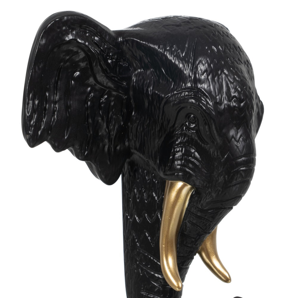 FIGURA ELEFANTE NEGRO-ORO POLIRESINA 20,50 X 14,30 X 35,50 C