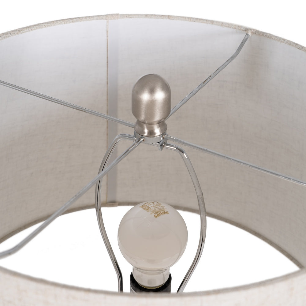 LÁMPARA MESA CREMA METAL-CERÁMICA 38 X 38 X 72 CM