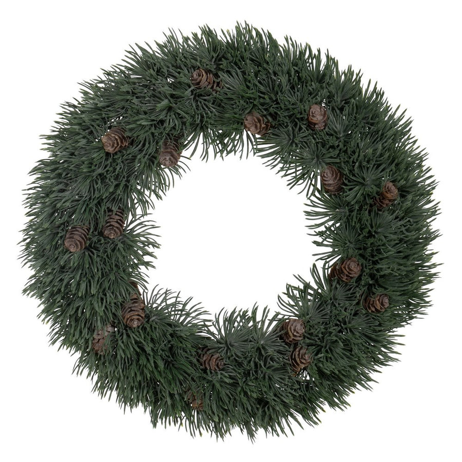 GREEN PVC DECORATIVE WREATH 38 X 38 CM