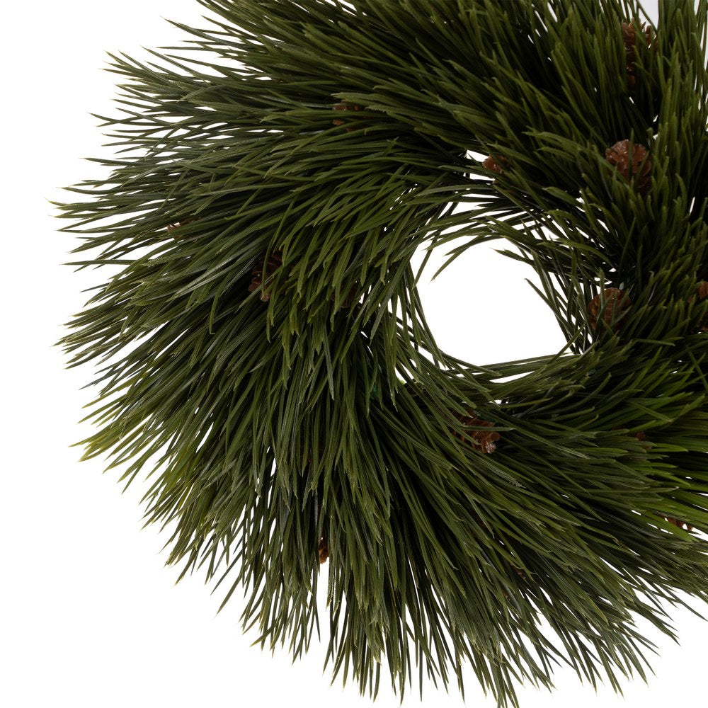 GREEN PVC WREATH DECORATION 27 X 27 CM