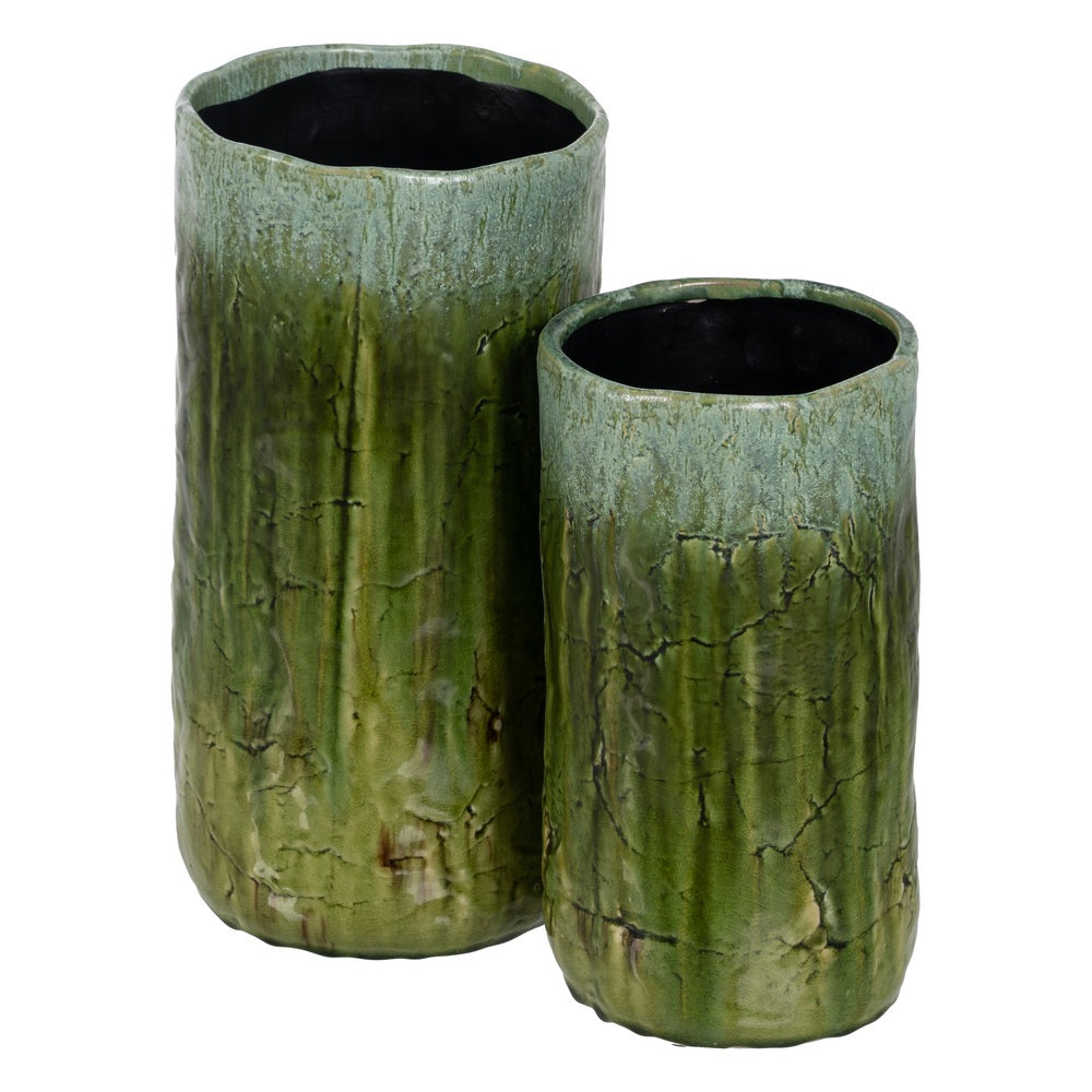 GREEN CERAMIC DECORATIVE VASE 17.50 X 17.50 X 33 CM