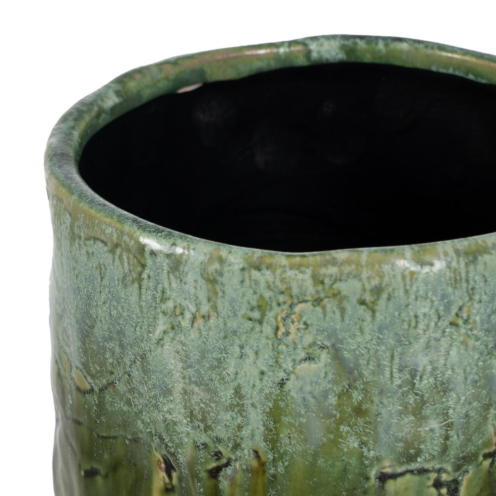 GREEN CERAMIC DECORATIVE VASE 17.50 X 17.50 X 33 CM