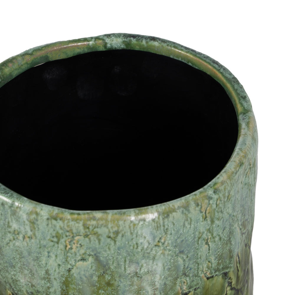 GREEN CERAMIC DECORATIVE VASE 17.50 X 17.50 X 33 CM
