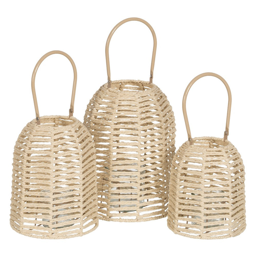 FAROL PORTAVELAS NATURAL PAPEL-METAL 18 X 18 X 20,50 CM