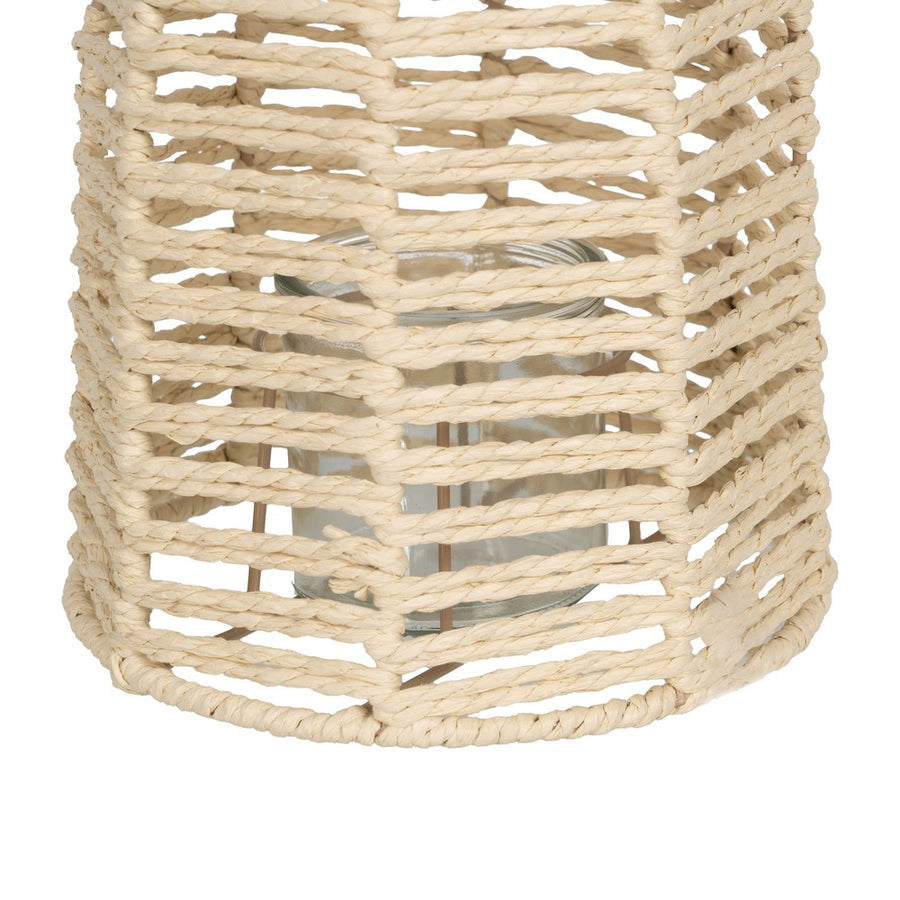 FAROL PORTAVELAS NATURAL PAPEL-METAL 18 X 18 X 20,50 CM