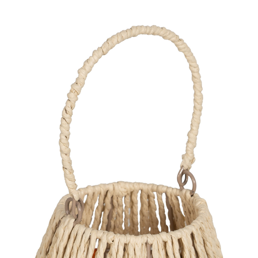 FAROL PORTAVELAS CREMA-NARANJA 23 X 23 X 28 CM