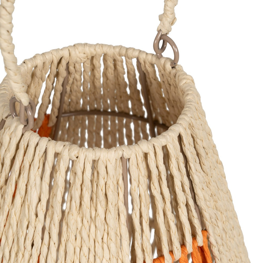 FAROL PORTAVELAS CREMA-NARANJA 23 X 23 X 28 CM