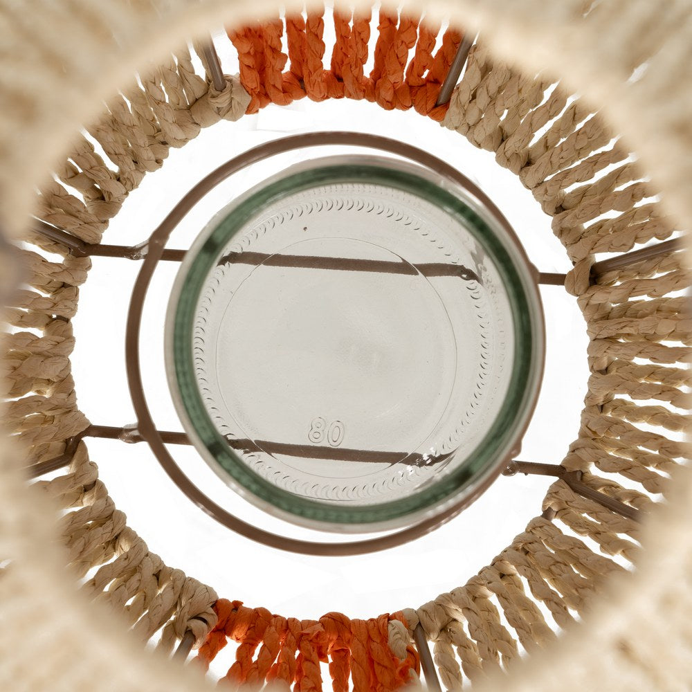 FAROL PORTAVELAS CREMA-NARANJA 23 X 23 X 28 CM