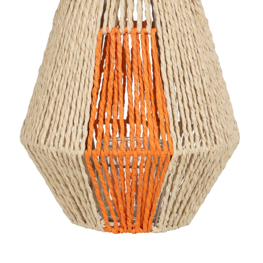 FAROL PORTAVELAS CREMA-NARANJA 23 X 23 X 28 CM