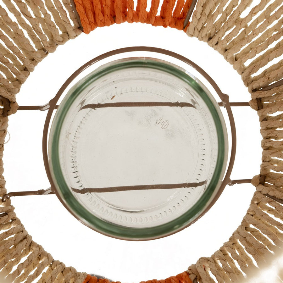 FAROL PORTAVELAS CREMA-NARANJA 31,50 X 31,50 X 39 CM