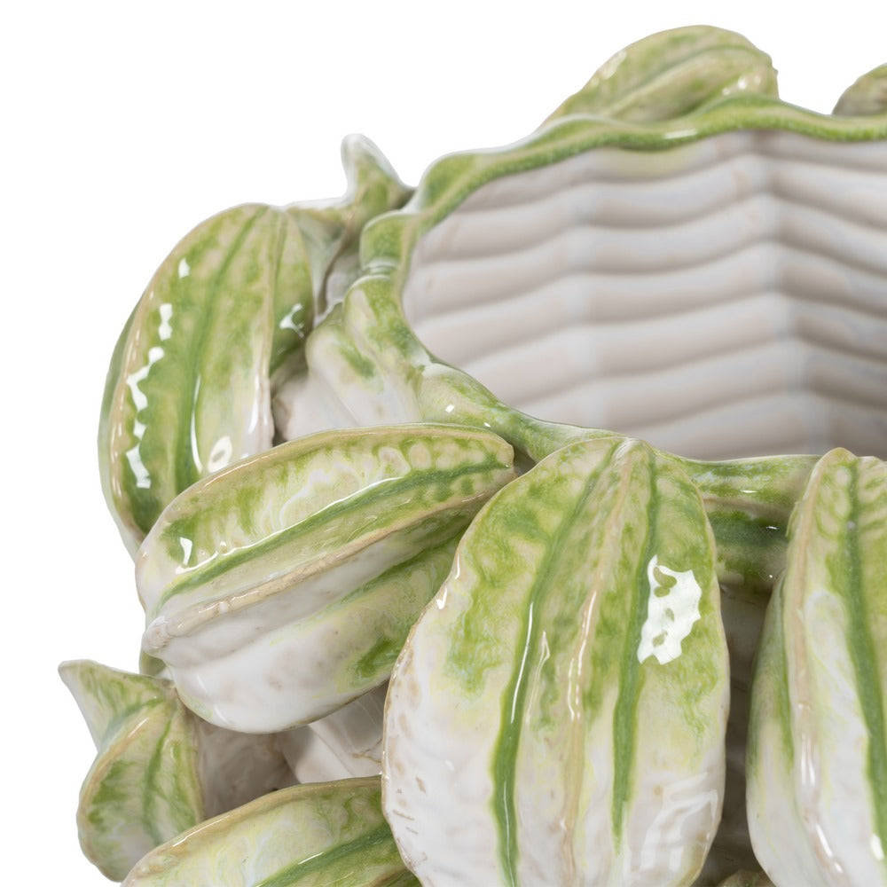 GREEN-WHITE VASE CERAMIC DECORATION 33.50 X 33 X 23 CM