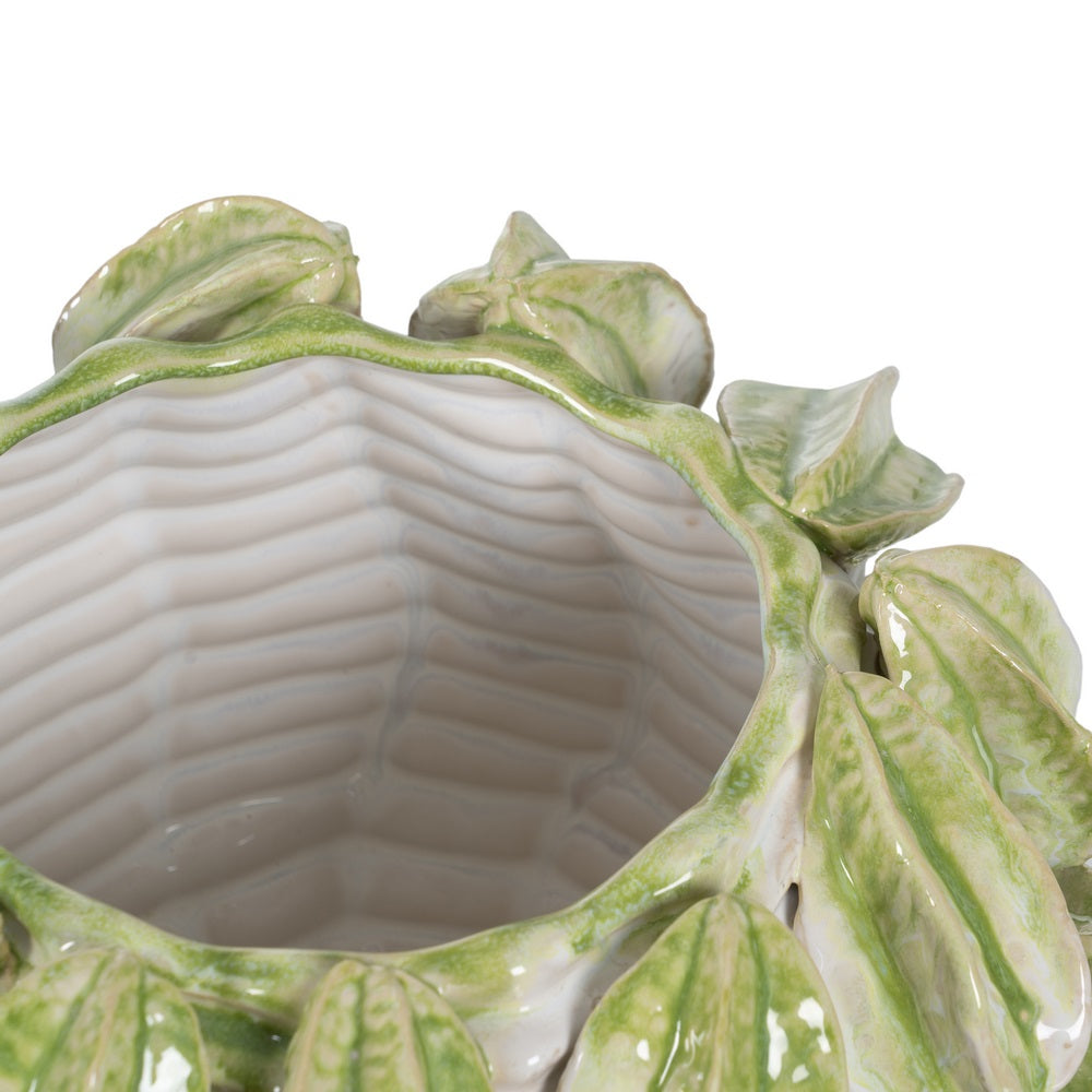 GREEN-WHITE VASE CERAMIC DECORATION 33.50 X 33 X 23 CM