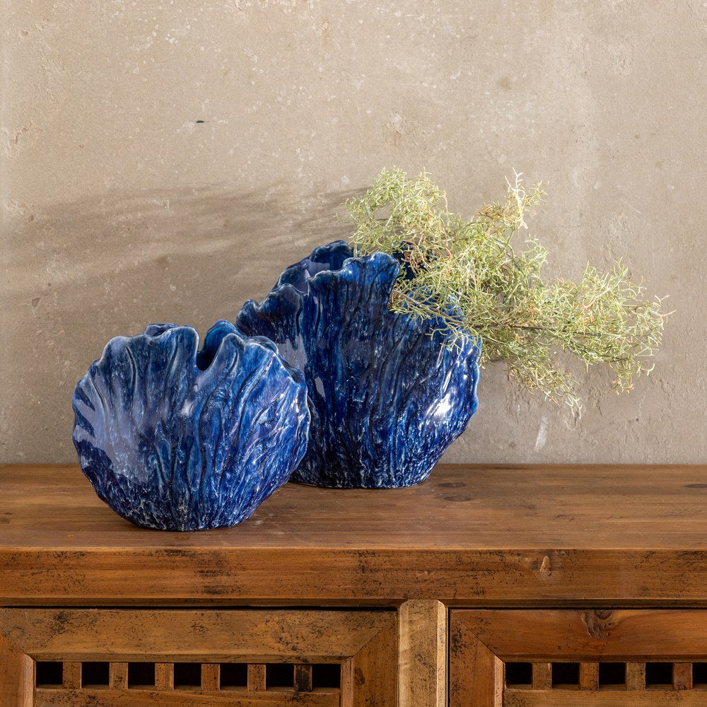 JARRÓN AZUL CERÁMICA DECORACIÓN 20 X 12 X 17,50 CM