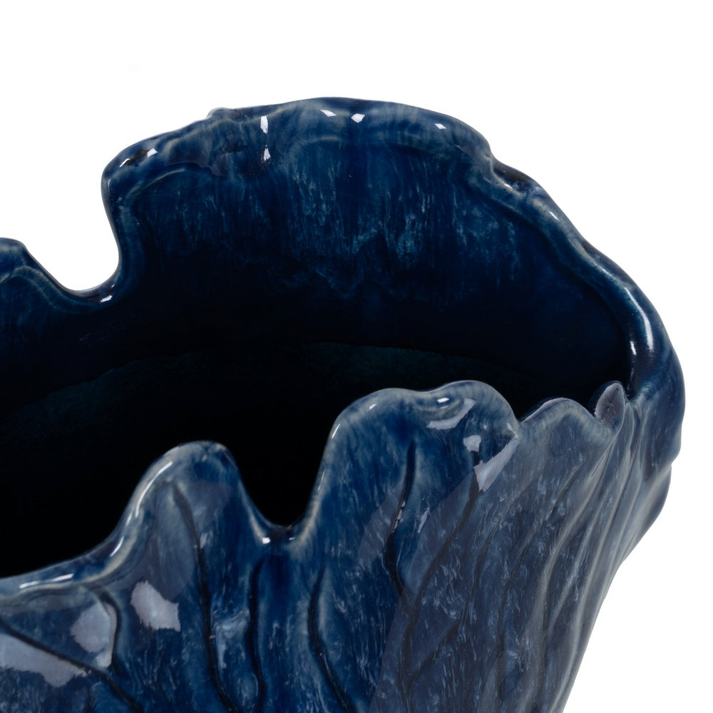JARRÓN AZUL CERÁMICA DECORACIÓN 20 X 12 X 17,50 CM