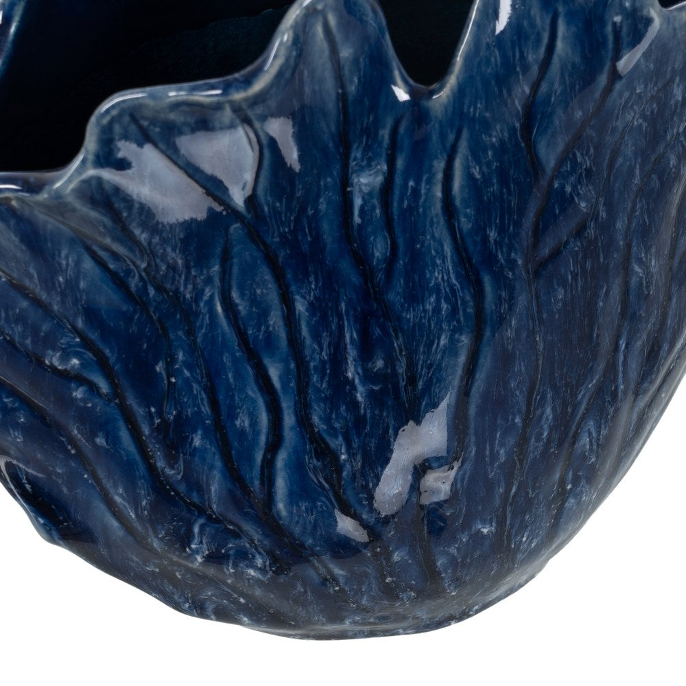 JARRÓN AZUL CERÁMICA DECORACIÓN 20 X 12 X 17,50 CM