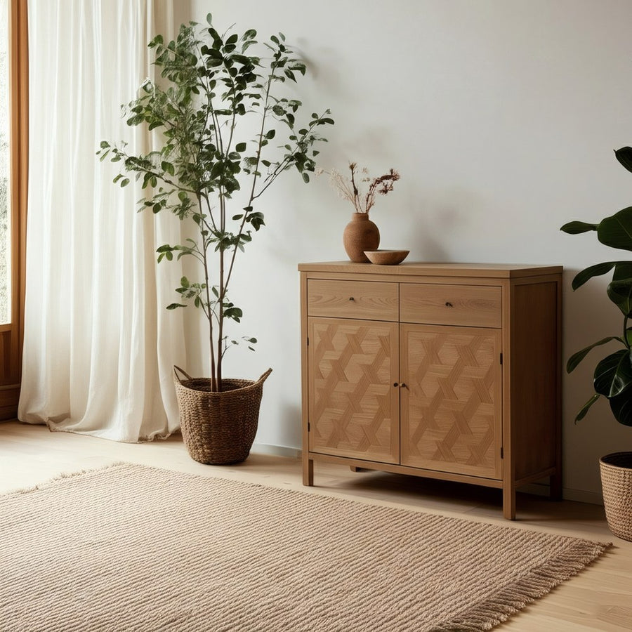 MUEBLE RECIBIDOR NATURAL DM-MADERA 90 X 40 X 90 CM