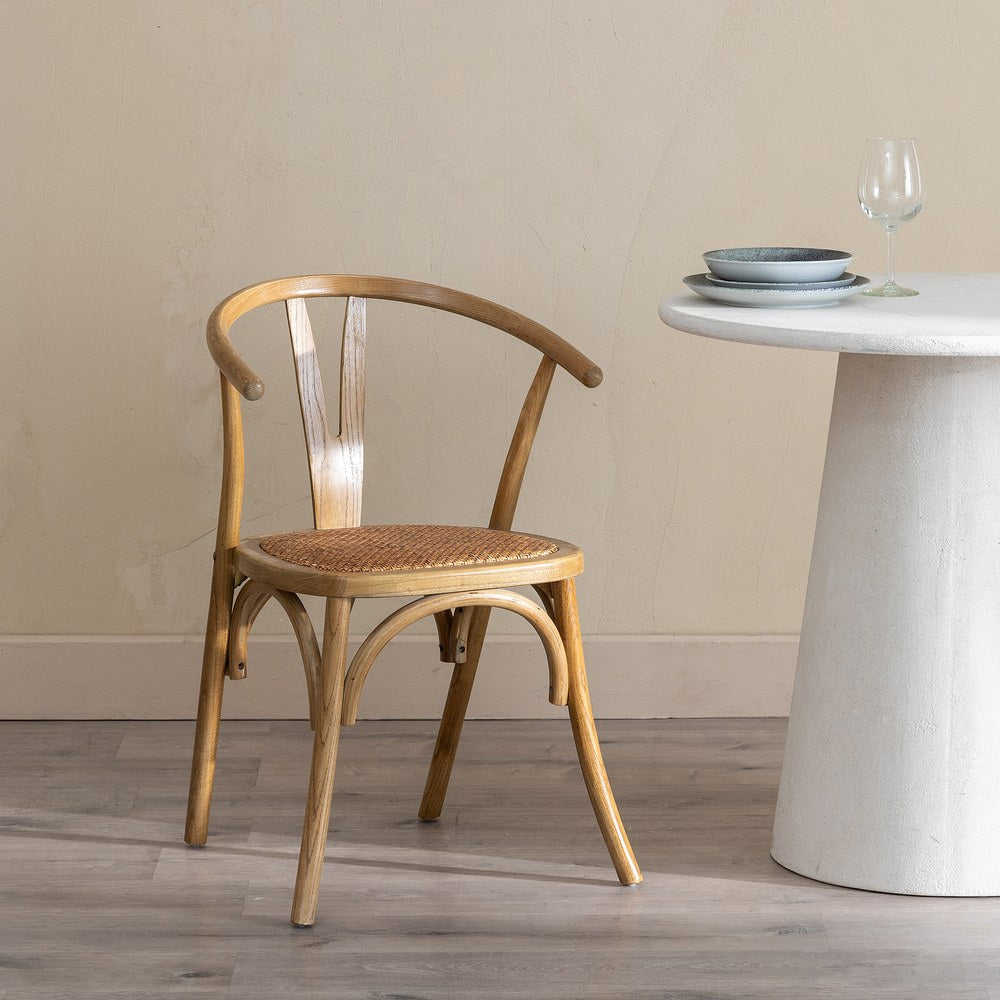 SILLA MARRÓN MADERA-RATÁN 55 X 50 X 81 CM