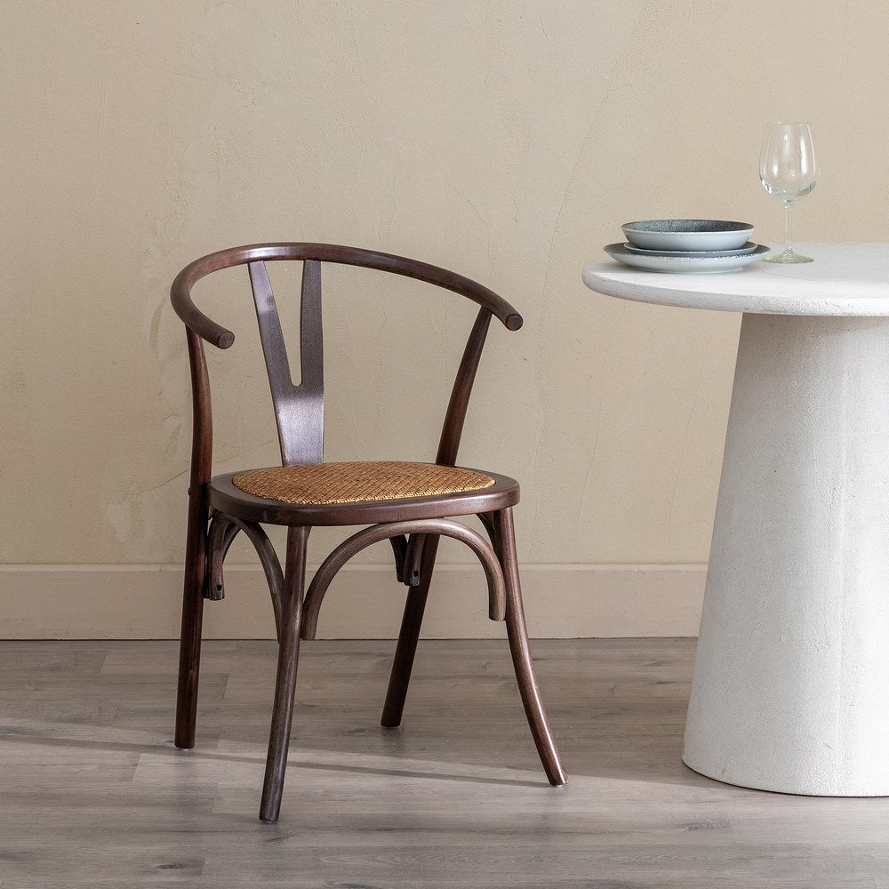CHOCOLATE WOOD-RATTAN CHAIR 55 X 50 X 81 CM