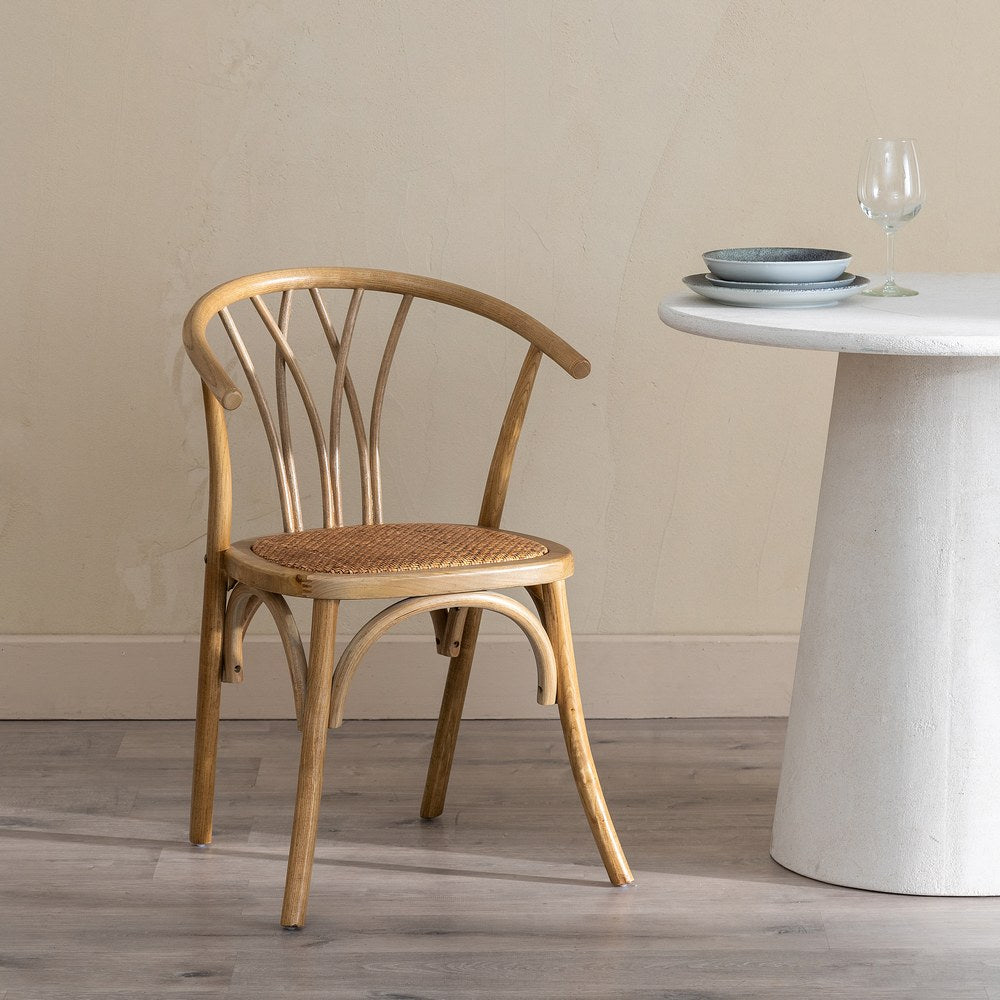 BROWN WOOD-RATTAN CHAIR 55 X 50 X 81 CM