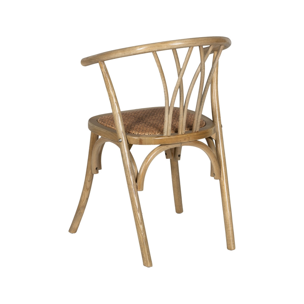 BROWN WOOD-RATTAN CHAIR 55 X 50 X 81 CM