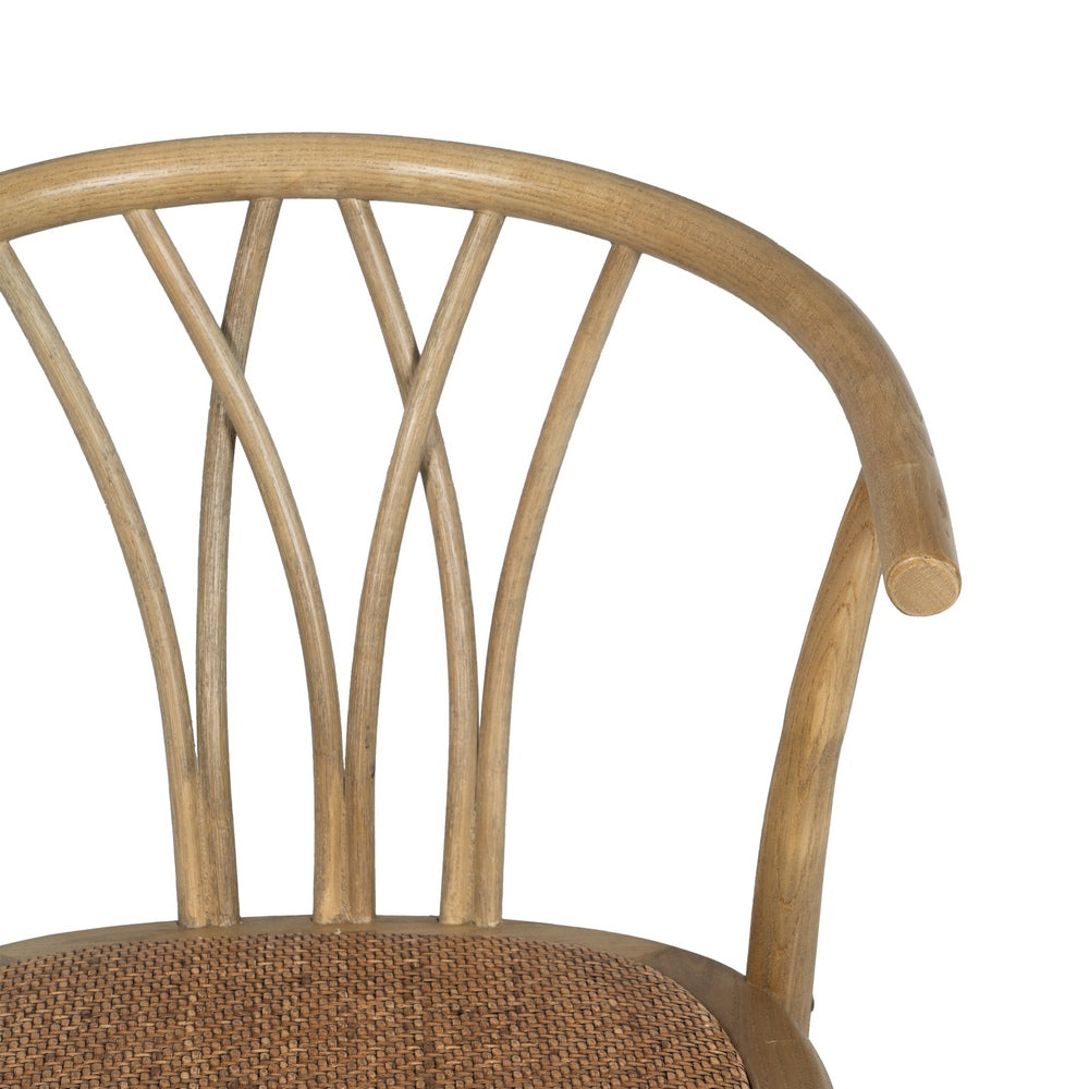 BROWN WOOD-RATTAN CHAIR 55 X 50 X 81 CM