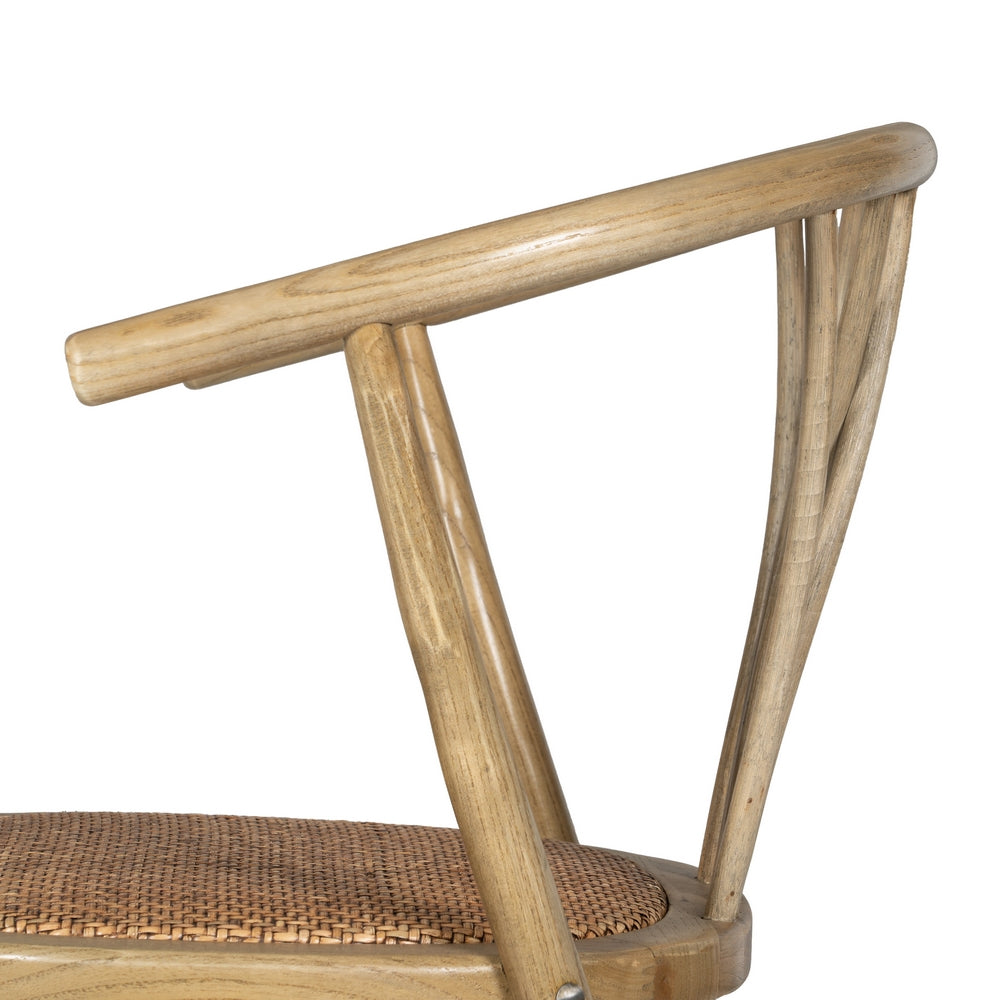 BROWN WOOD-RATTAN CHAIR 55 X 50 X 81 CM