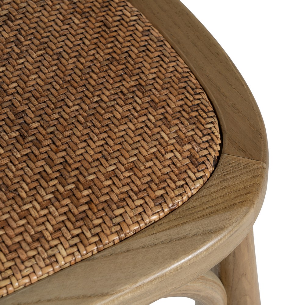 BROWN WOOD-RATTAN CHAIR 55 X 50 X 81 CM