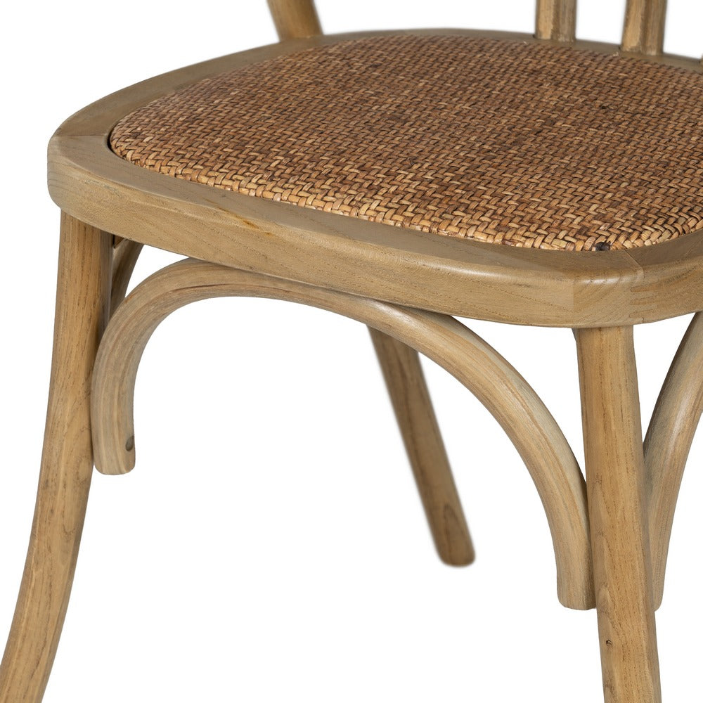 BROWN WOOD-RATTAN CHAIR 55 X 50 X 81 CM