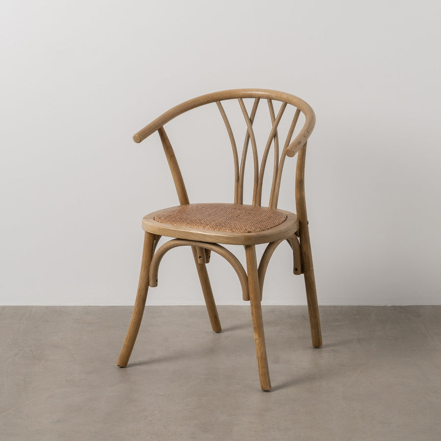 SILLA MARRÓN MADERA-RATÁN 55 X 50 X 81 CM