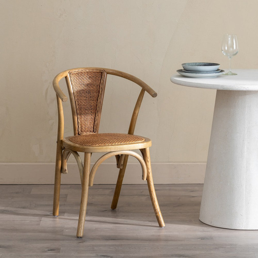 SILLA MARRÓN MADERA-RATÁN 55 X 50 X 81 CM