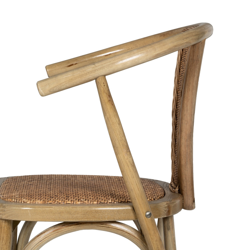 SILLA MARRÓN MADERA-RATÁN 55 X 50 X 81 CM